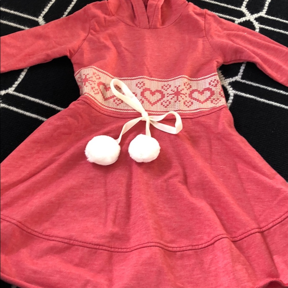 Girls fair isle festive coral dress